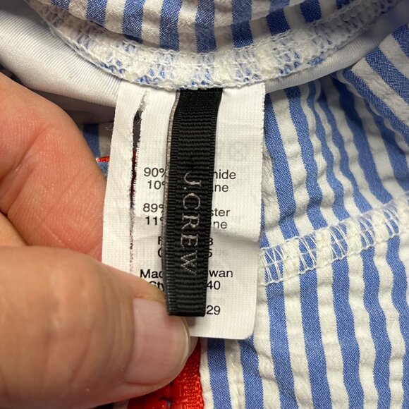 J.Crew Long Sleeve Striped Zip Rash Guard Swimsuit S Blue & White - Picture 4 of 9